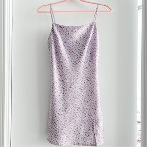 Princess Polly lilac floral satin mini slip dress
